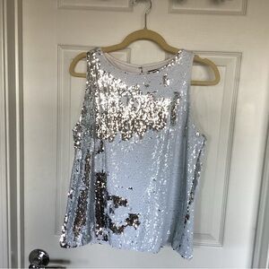 INC International Concepts Silver Sequin Tank Top